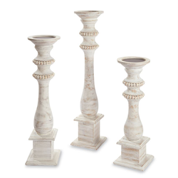 Mud Pie White-Washed Beaded Candlesticks