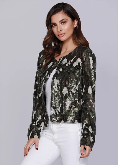 Dolce Cabo 74422 Sequin Denim Jacket (Camo)