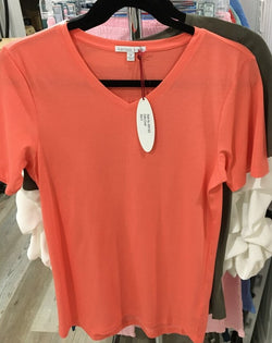 Karissa & Me KM1305 Coral V-Neck T shirt